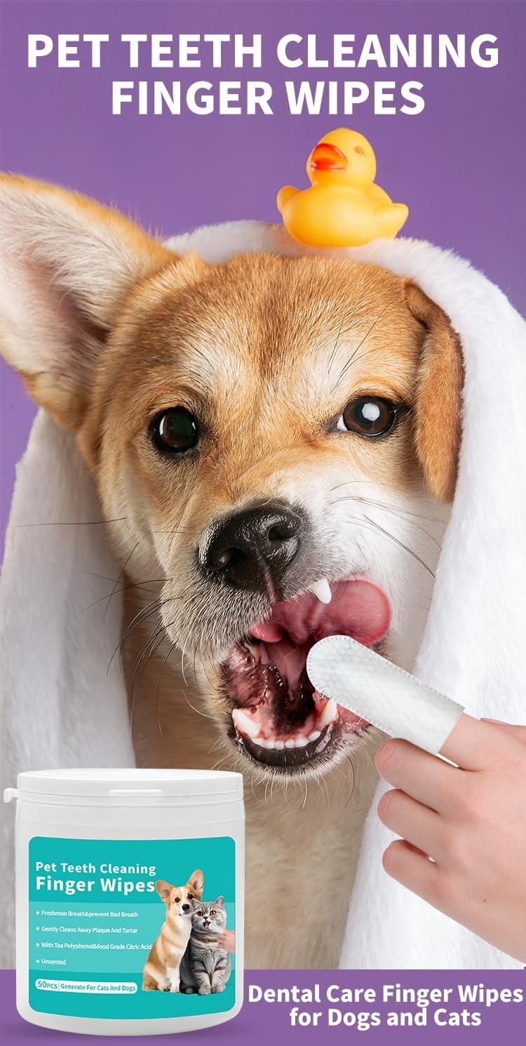 Disposable Dental Finger Wipes for Pets – 50 Count (Pack of 1)