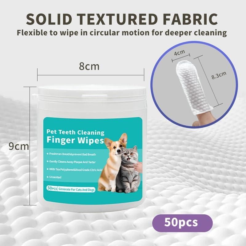 Disposable Dental Finger Wipes for Pets – 50 Count (Pack of 1)